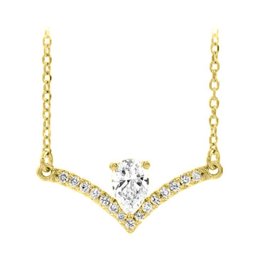 14k yellow gold pear diamond necklace