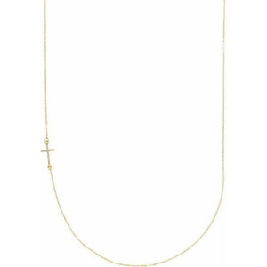 14k yellow gold sideways cross diamond necklace