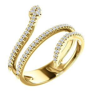 14k yellow gold snake diamond ring