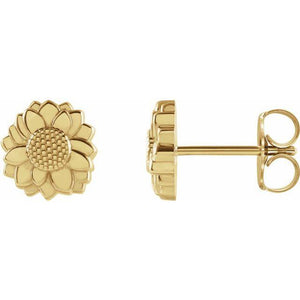 14k yellow sunflower stud earrings