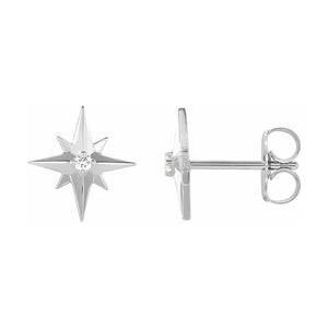 white gold star diamond earrings