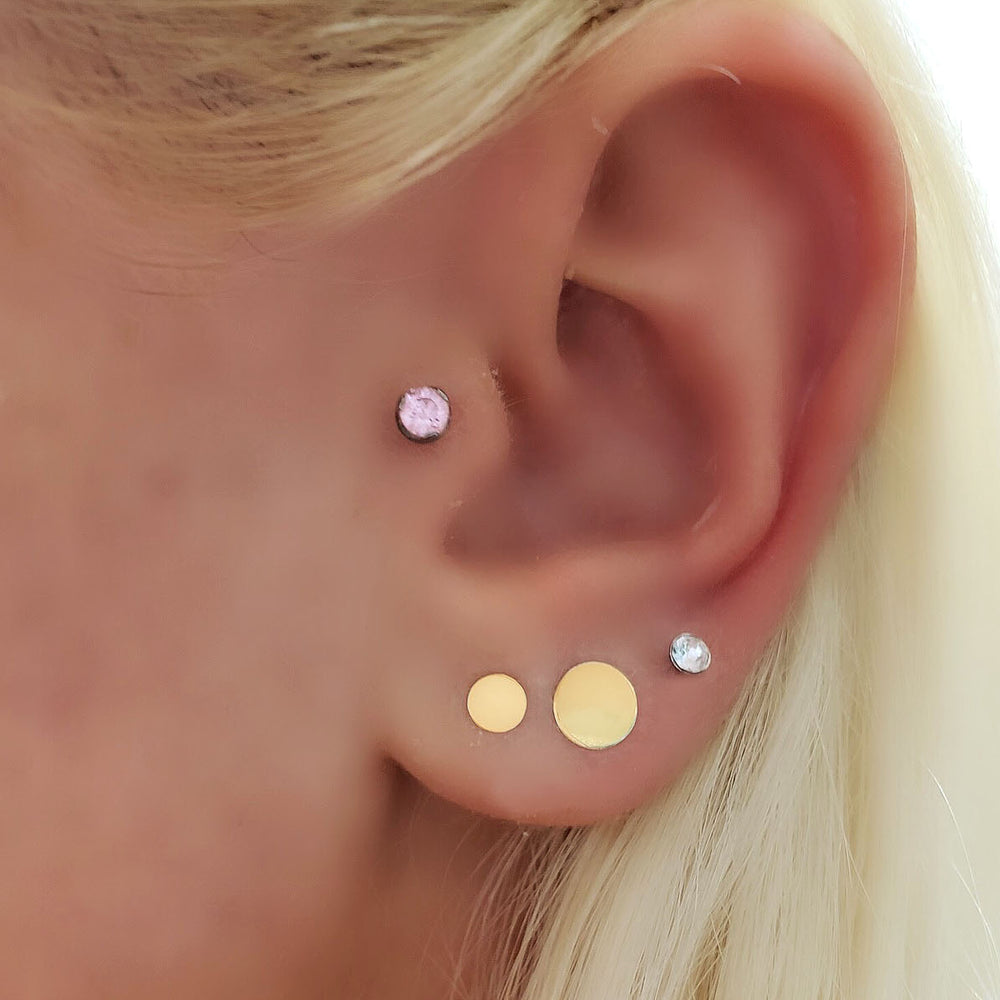 Round Gold Stud Earrings