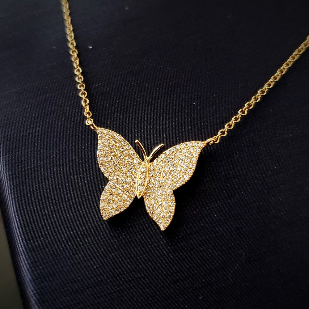 Meet Beautiful Heavy Industry Light Luxury Fairy Butterfly Full Diamond  Necklace Micro-Inlaid Full Diamond Luxury Argyle Pink Diamond Chain Set