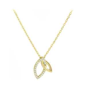 14k gold double leaf diamond necklace