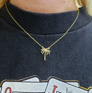 14k yellow gold palm tree necklace