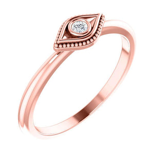 14k rose gold evil eye diamond ring