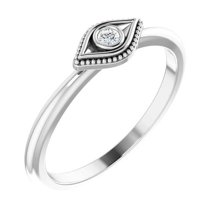 14k white gold evil eye diamond ring