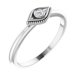 14k white gold evil eye diamond ring