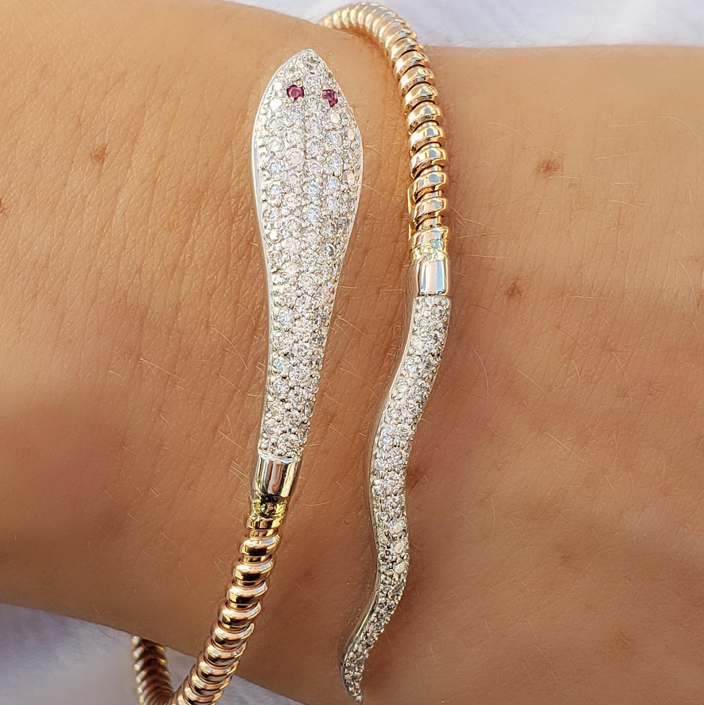 white gold snake diamond bangle