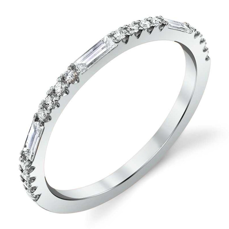 White Gold Round Baguette Diamond Ring