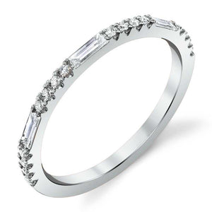 White Gold Round Baguette Diamond Ring