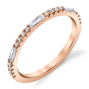Rose Gold Round Diamond Baguette Ring