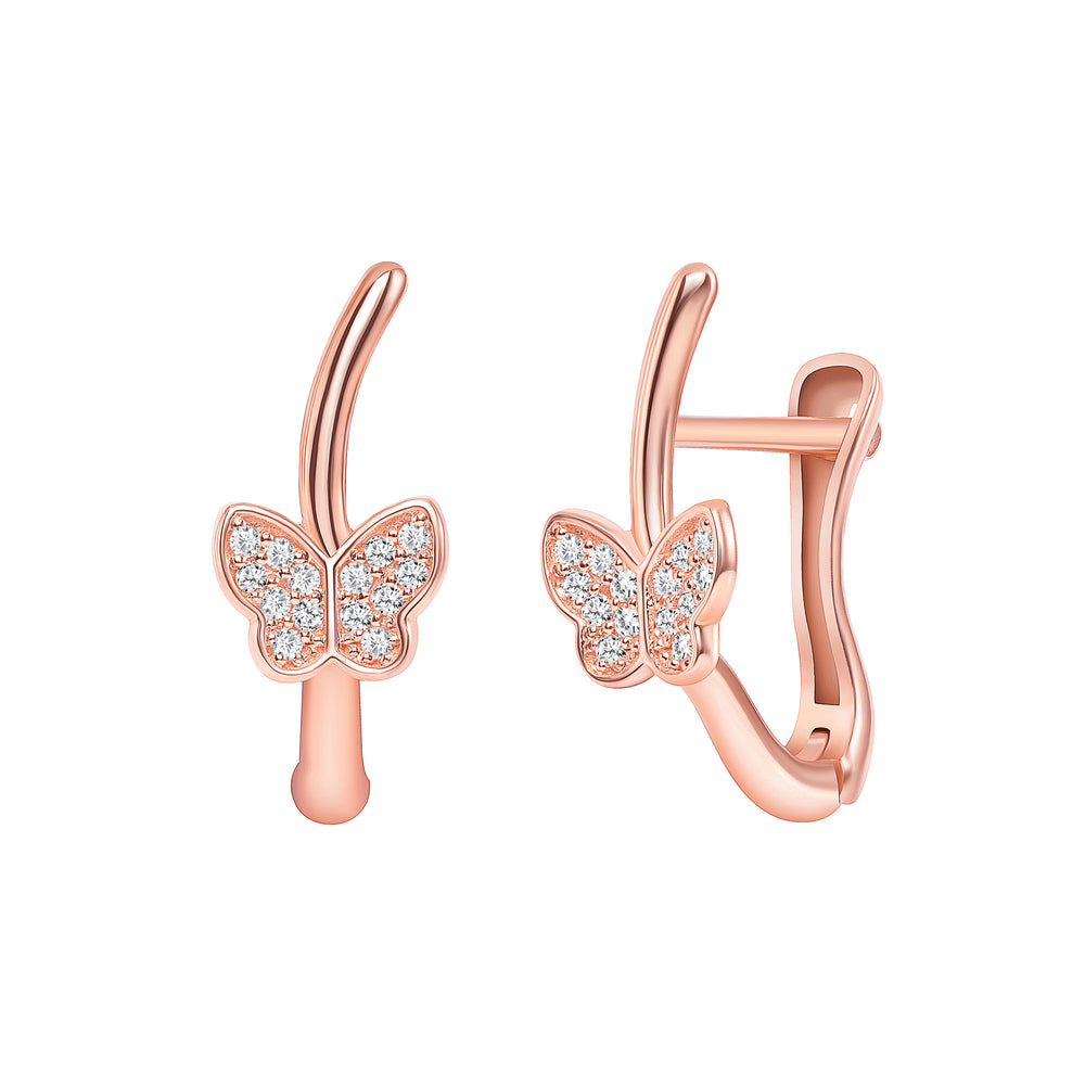 rose gold diamond butterfly earrings
