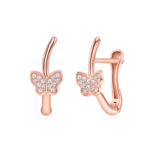 rose gold diamond butterfly earrings