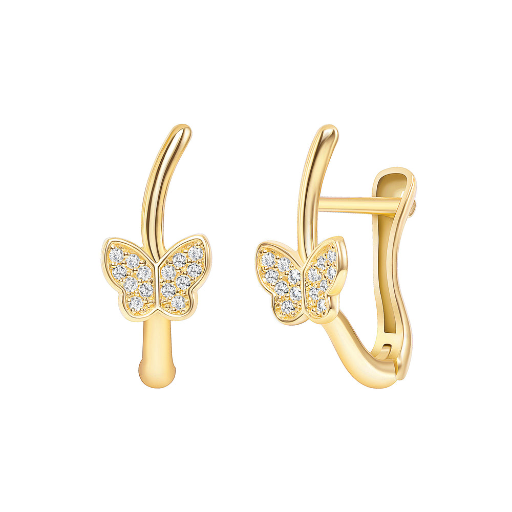 yellow gold butterfly earrings
