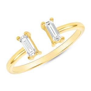 Yellow Gold Baguette Diamond Cuff Ring