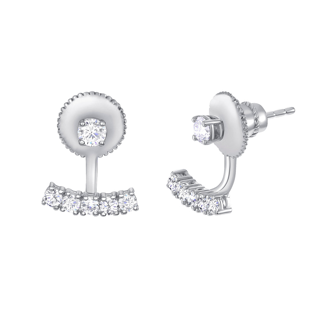 bar and ball white gold earrings
