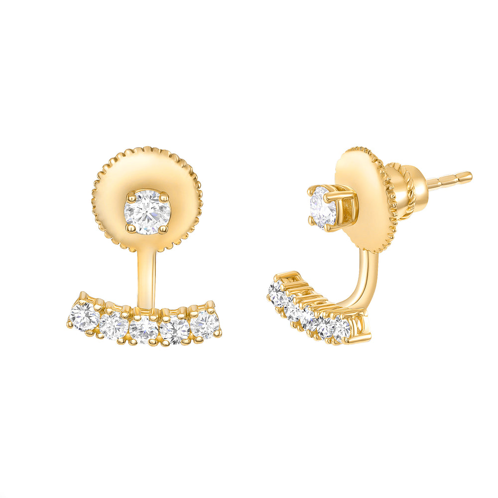 bar and ball yellow gold earrings