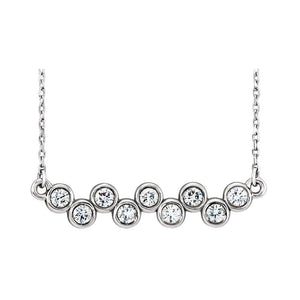 White Gold Diamond Bezel Necklace 