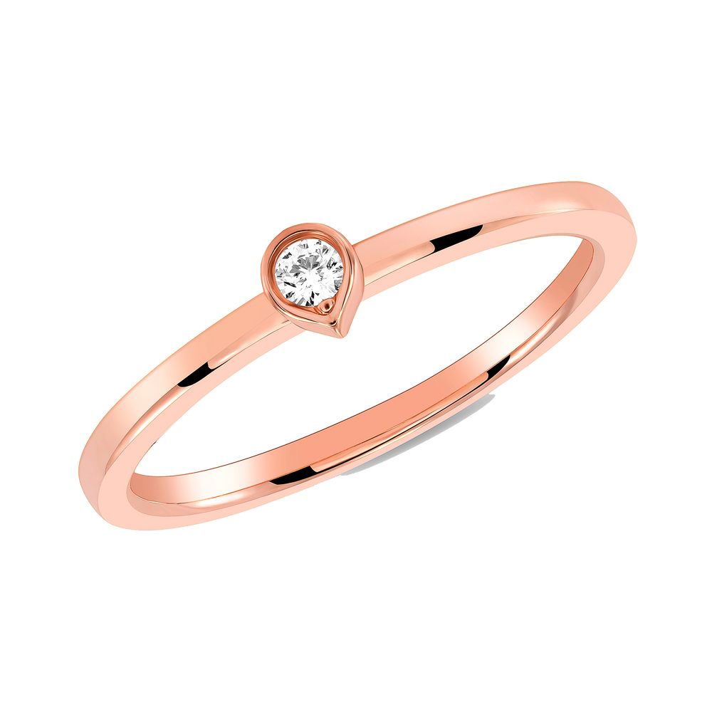 Bezel Diamond Tear Drop Ring (Stack-able)