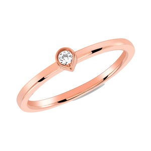 Bezel Diamond Tear Drop Ring (Stack-able)