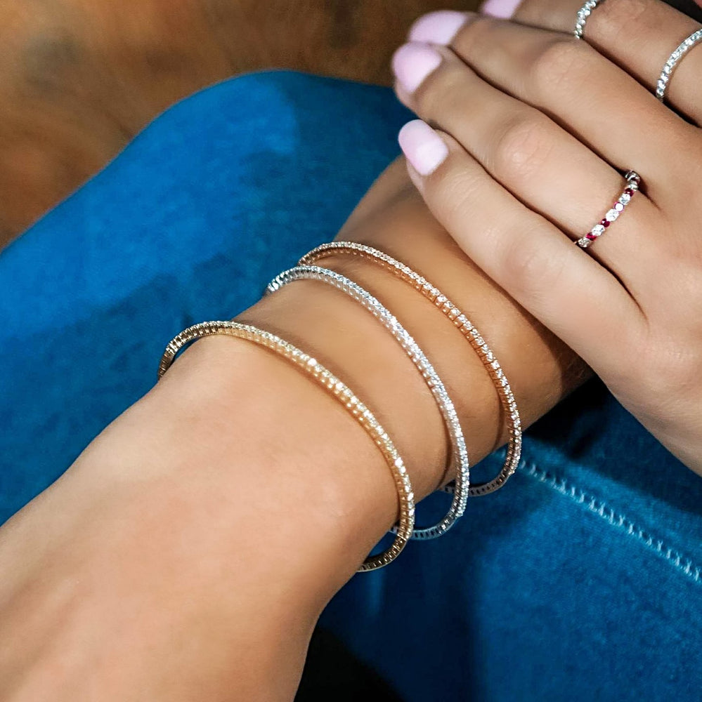 Diamond Bangle Bracelet Set On Hand