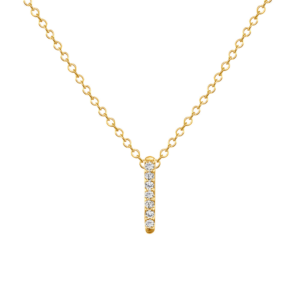 yellow gold diamond bar necklace