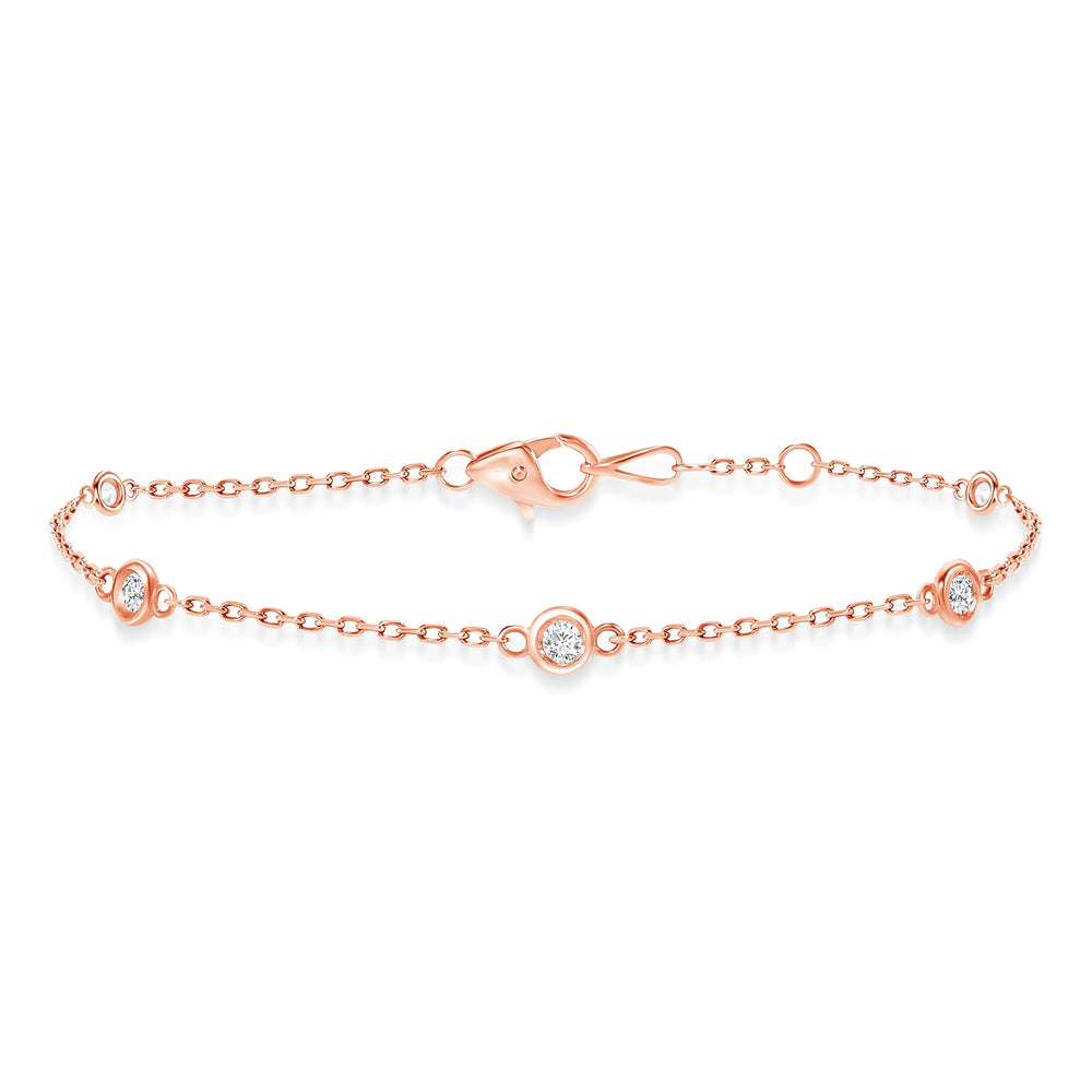 rose gold diamond bezel train bracelet