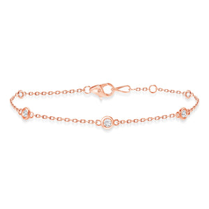 rose gold diamond bezel train bracelet