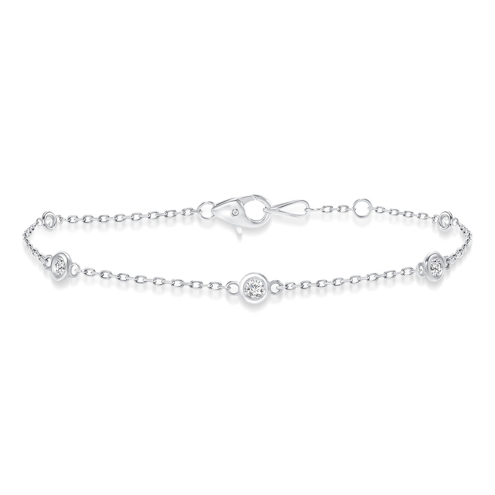 white gold diamond bezel train bracelet