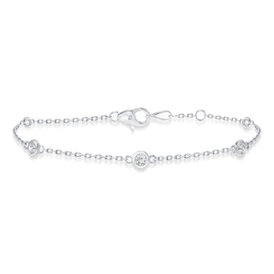 white gold diamond bezel train bracelet