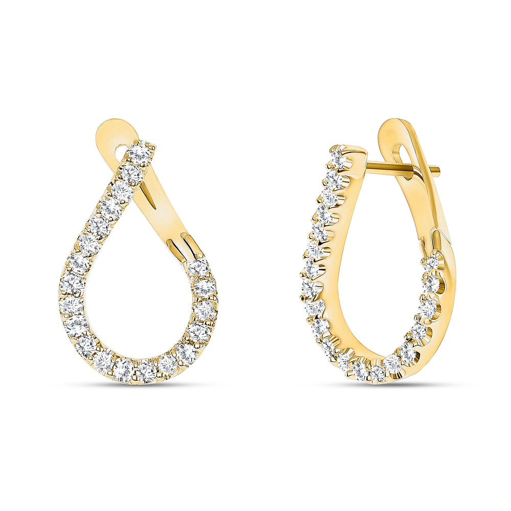 Unique Diamond Earrings Hoop Modern Style in Yellow Gold