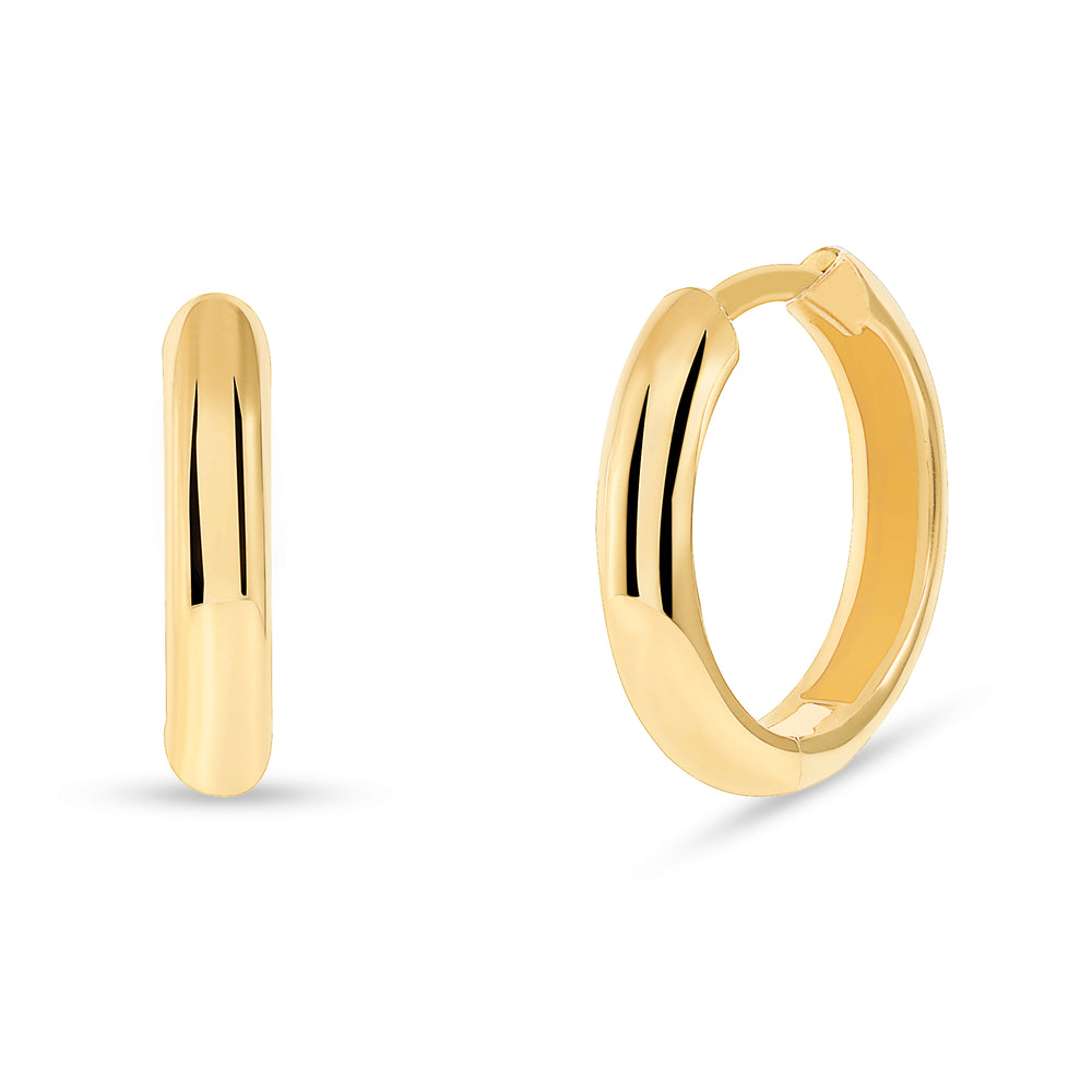 yellow gold huggie hoop earrings 