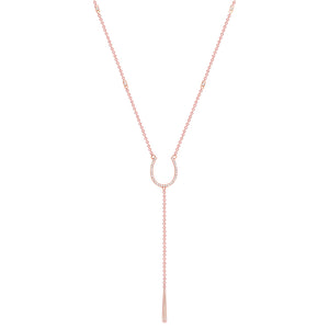 Rose Gold Horseshoe Bezel Diamond Chain Necklace