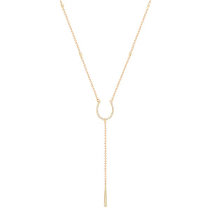 Yellow Gold Horseshoe Bezel Diamond Chain Necklace