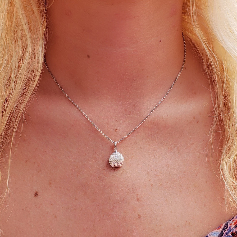 white gold cupcake necklace 