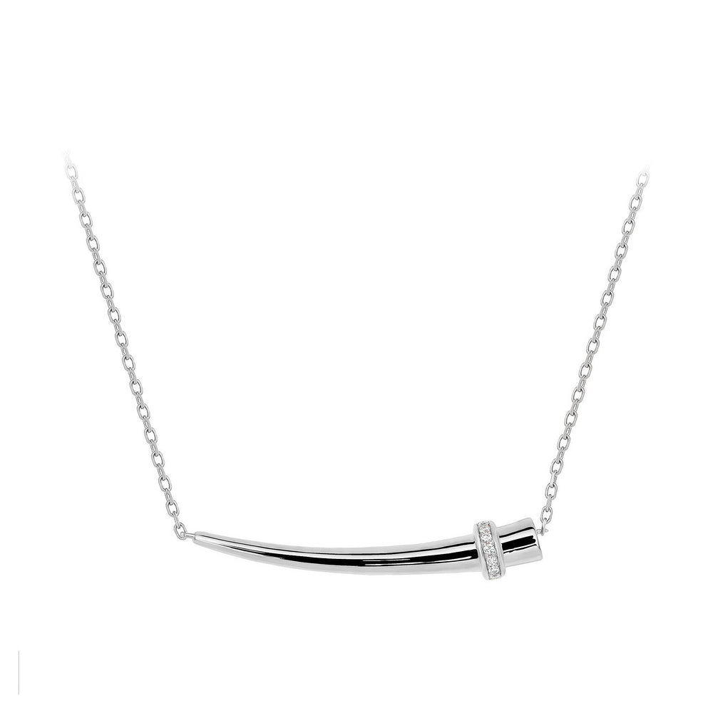 14k white gold horn pendant necklace