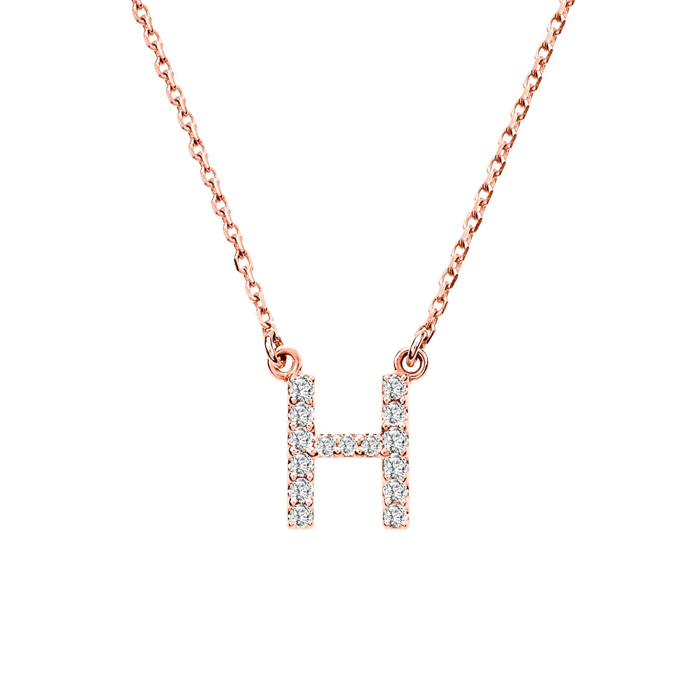 Initial Diamond Necklace In Rose Gold