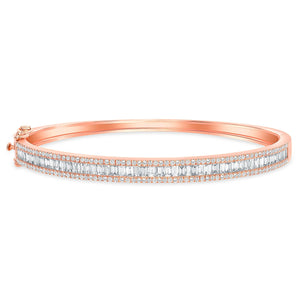 rose gold baguette round diamond bangle 7 inches