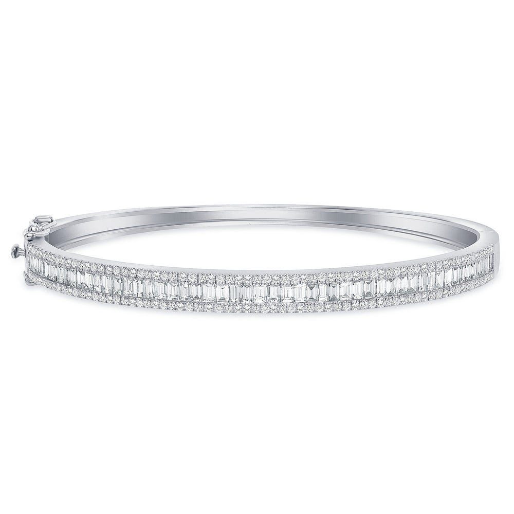 white gold baguette round diamond bangle 7 inches