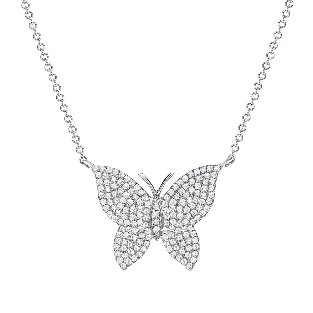 white gold butterfly diamond necklace