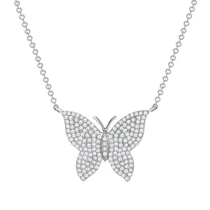 white gold butterfly diamond necklace