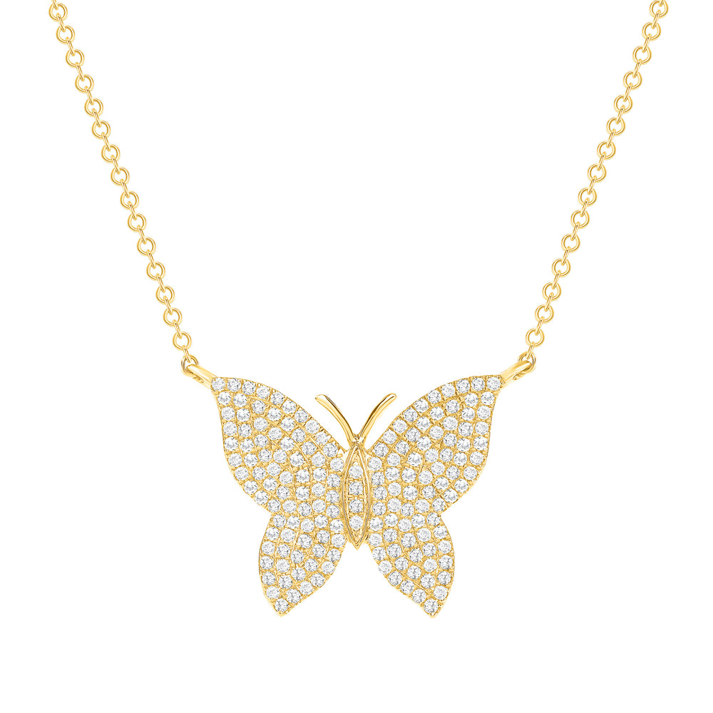 yellow gold butterfly diamond necklace