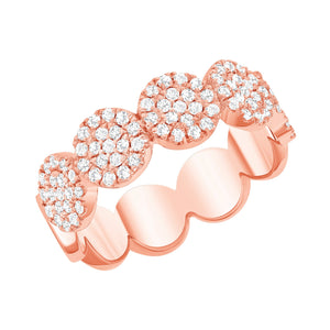 14k rose round connect cluster diamond ring