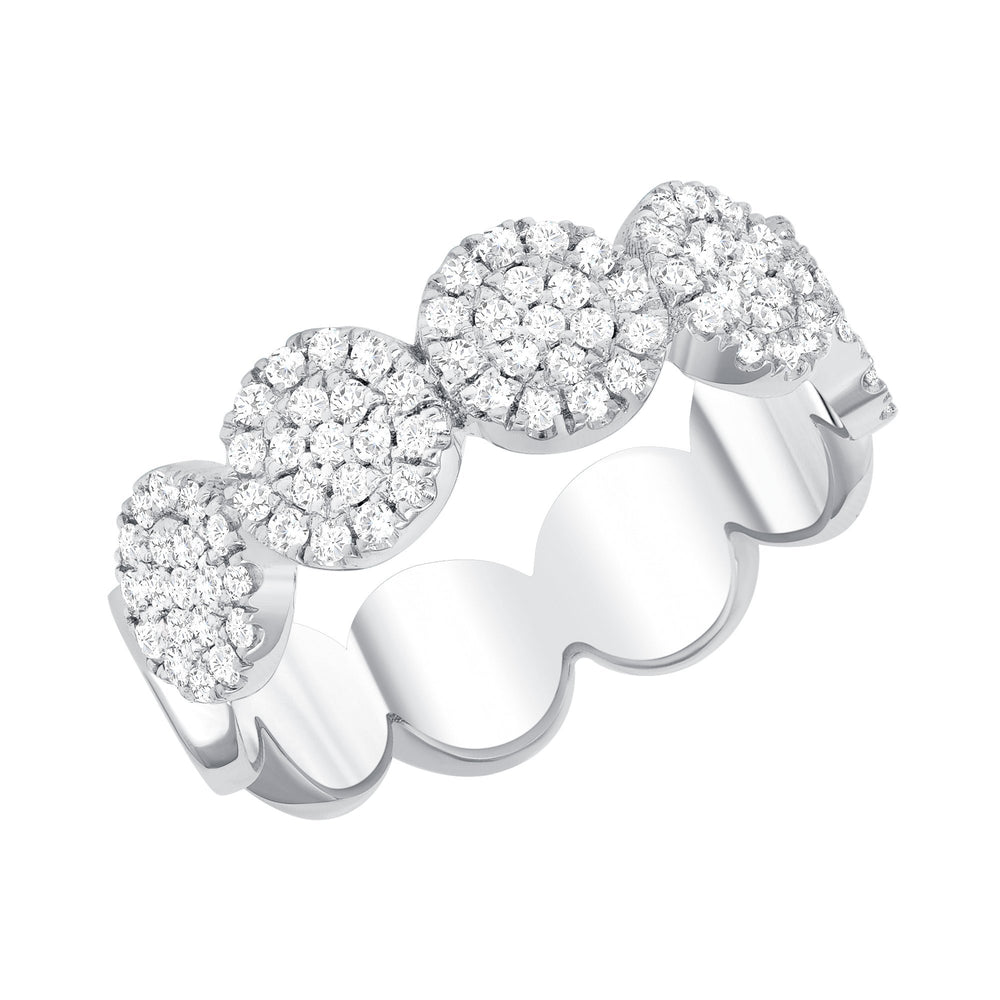 14k white round connect cluster diamond ring
