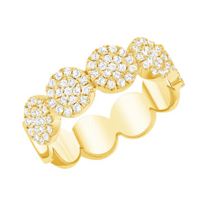 14k yellow round connect cluster diamond ring