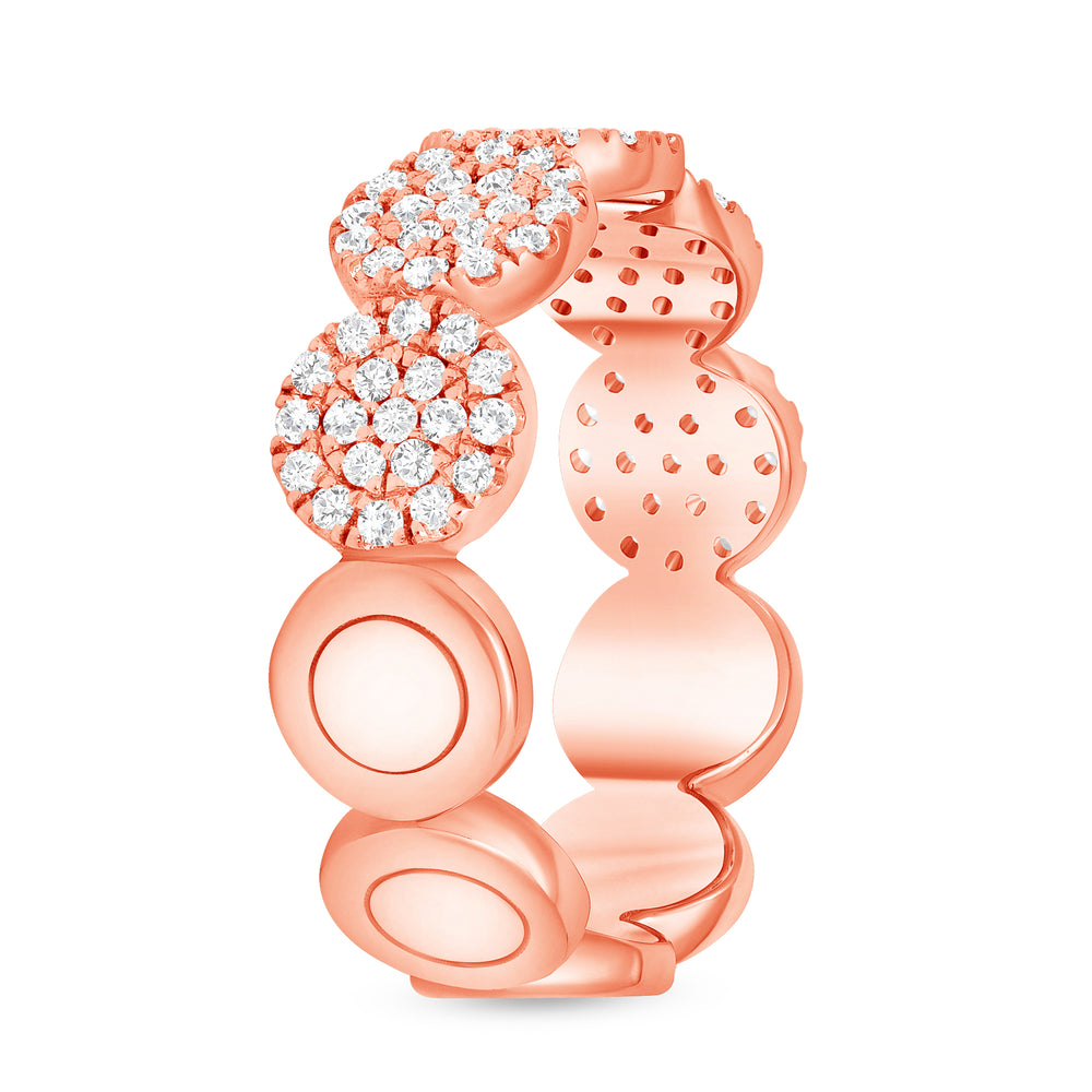 14k rose round connect cluster diamond ring