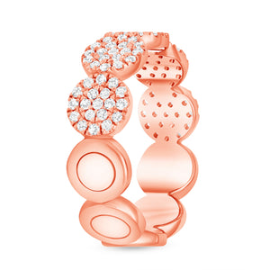 14k rose round connect cluster diamond ring