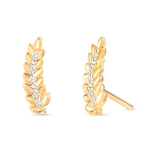 Leaf Diamond Earrings White Gold 