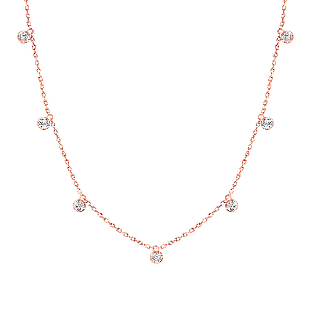 Rose Gold Diamond bezel hanging necklace